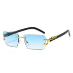 Fashion Rimless Rectangle UV400 Sunglasses for Women & Men