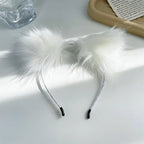 Plush Lace Cat Ears Bell Headband for Women