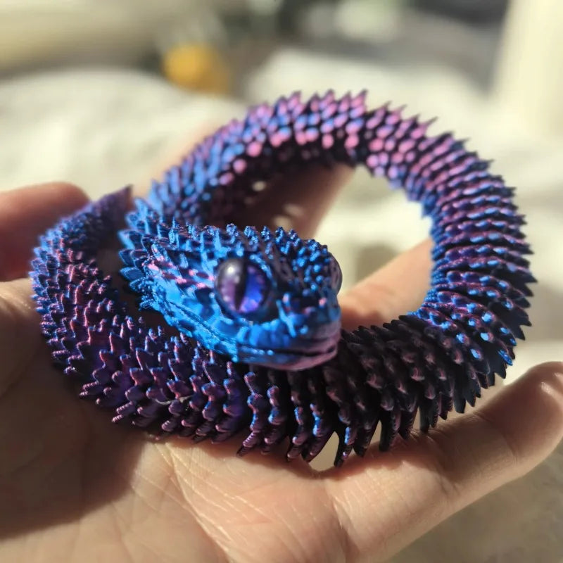 3D Printed Snake Movable Joint Toy Doll Simulation Snake Model Office Desktop Decoration Handicraft Toy for Children Gift 30cm