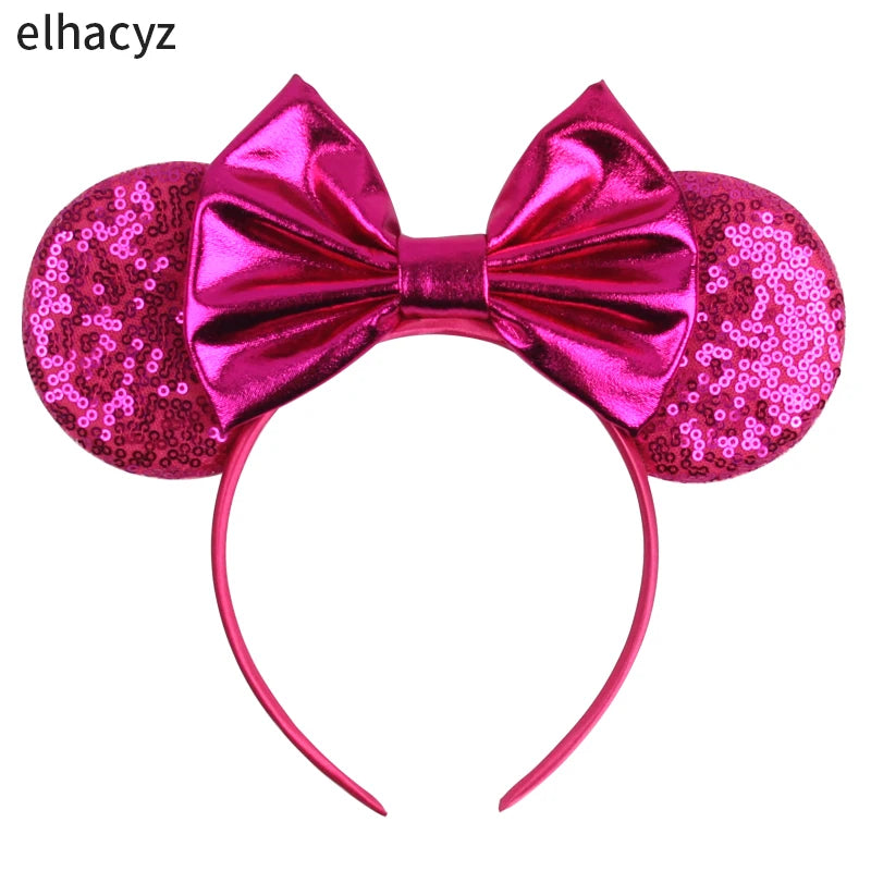 Embroidered Sequin Ears Bow Headband for Women & Girls