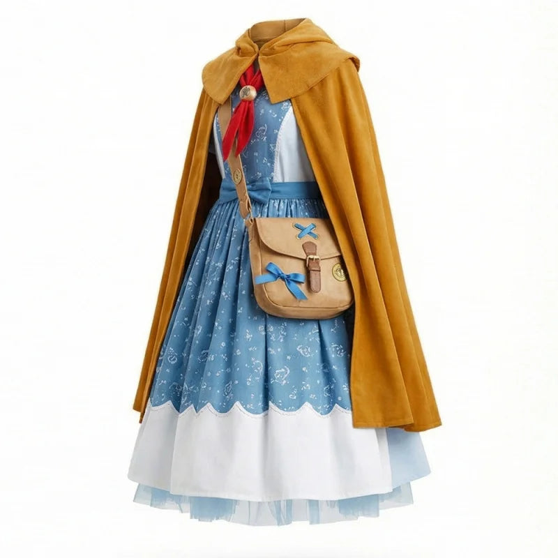 Girls Holly Wheeler Cosplay Costume Blue Dress Brown Cloak Suits Monster Things Season 5 Roleplaying Carnival Outfits