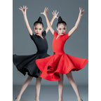 Children's Latin Dance Dress Girls' Dance Dress Girls' Long Sleeve Split Latin Dance Dress Performance Clothing Two Piece Set