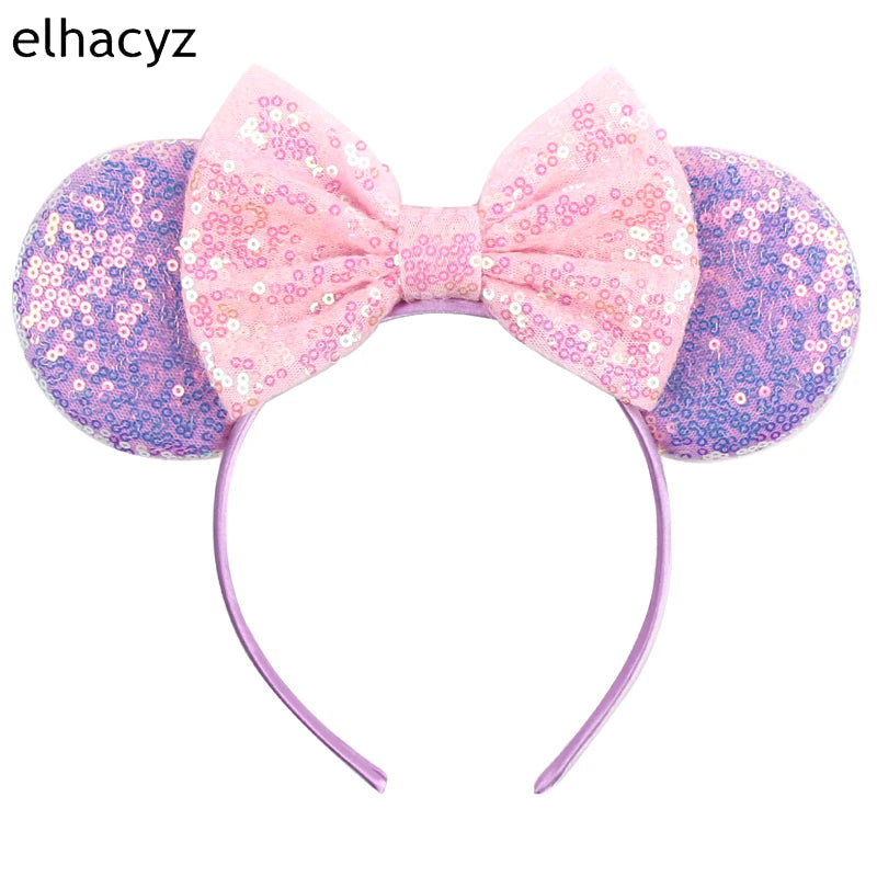 Embroidered Sequin Ears Bow Headband for Women & Girls