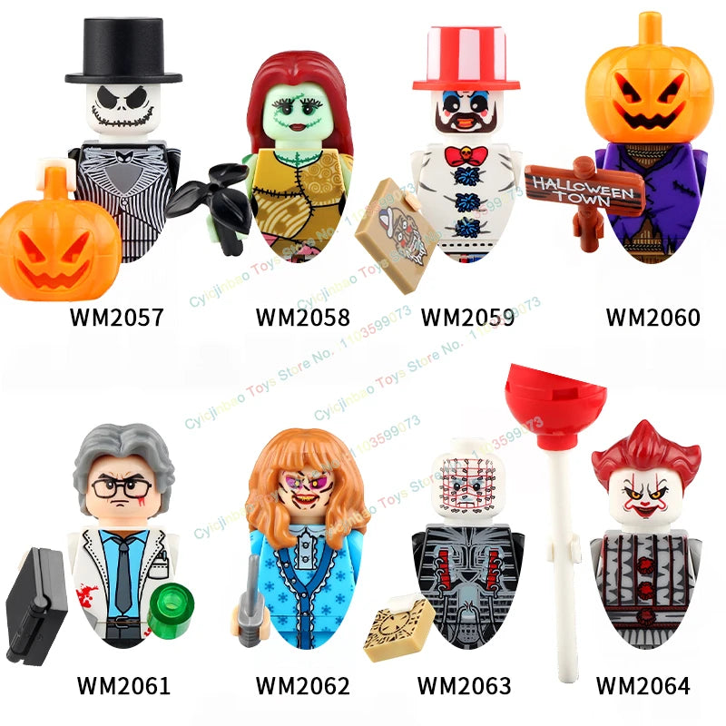 WM6075 WM6101 WM6102 Horror Movie Action Figure Building Blocks Halloween Series Character Accessories Model Brick Toys For Kids