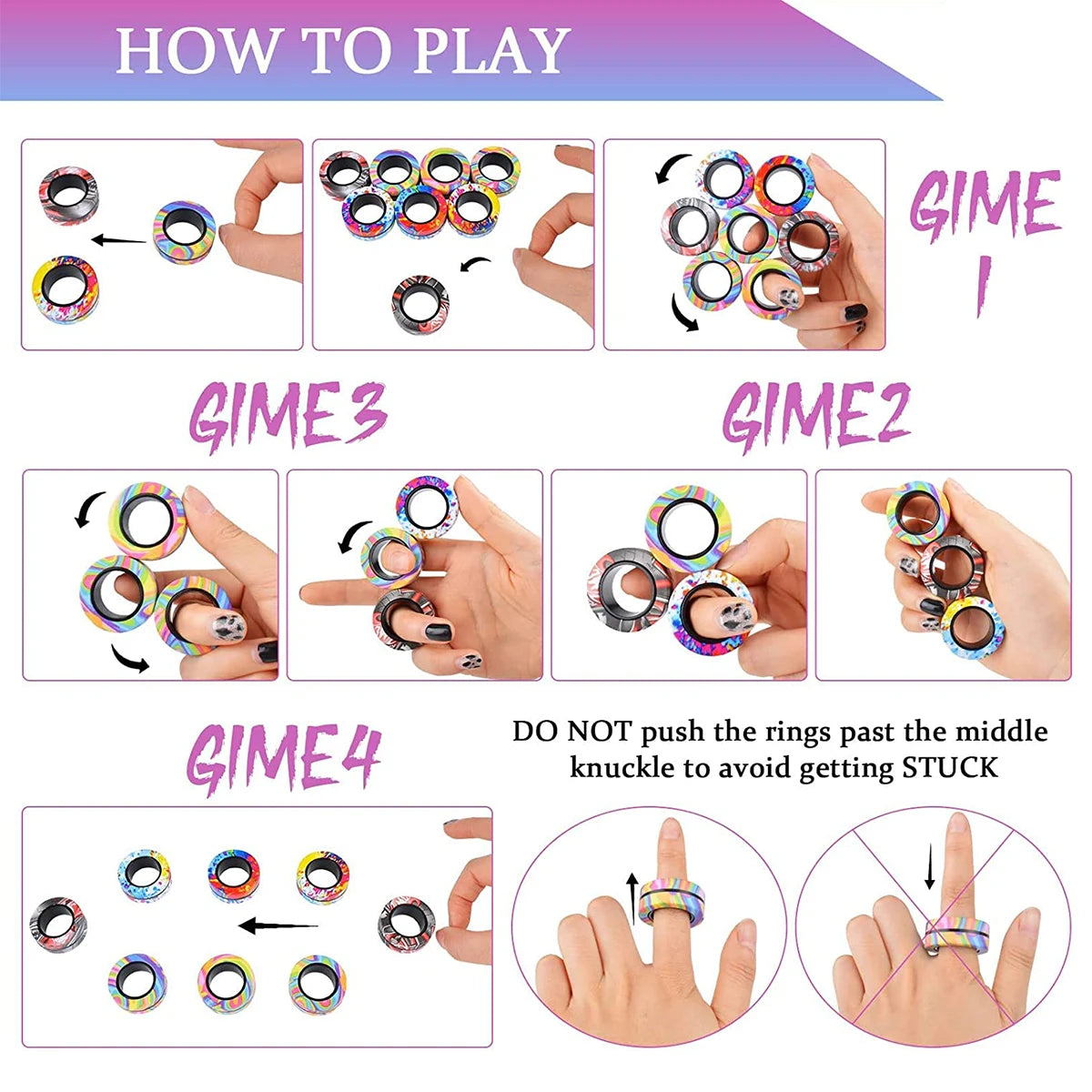 Magnetic Fidget Rings 3PCS – Sensory Spinner Stress Relief Toy