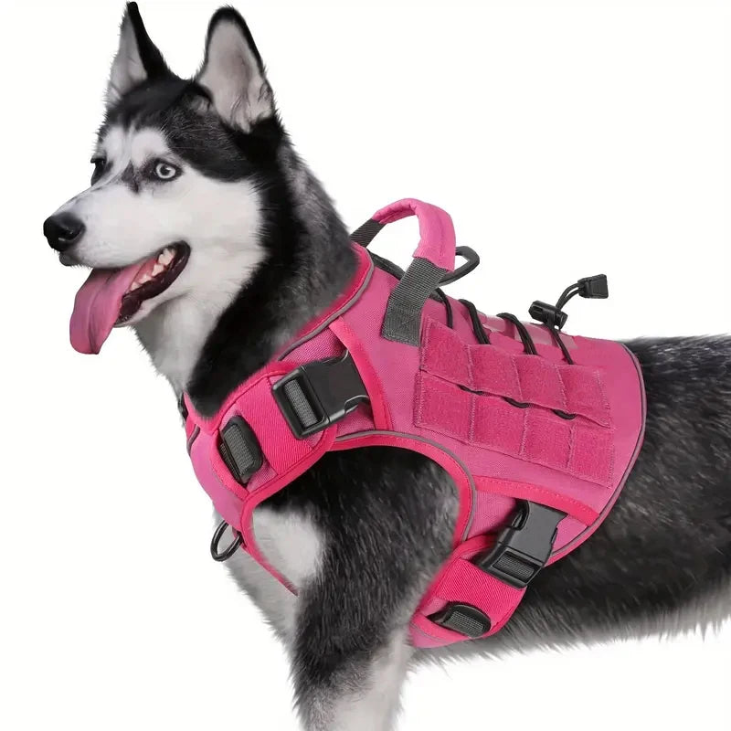 Adjustable No-Pull Tactical Dog Harness with Handle for Large Dogs - Reflective  Vest for Labrador Retriever, Siberian H