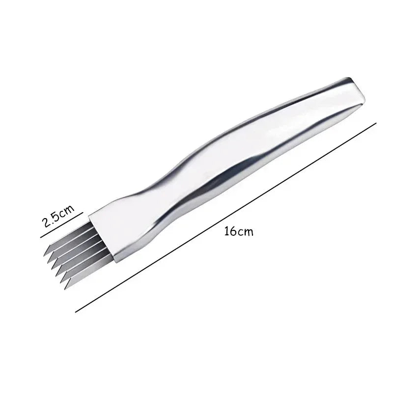 Stainless Steel Green Onion Shredder Knife with Curved Handle Design