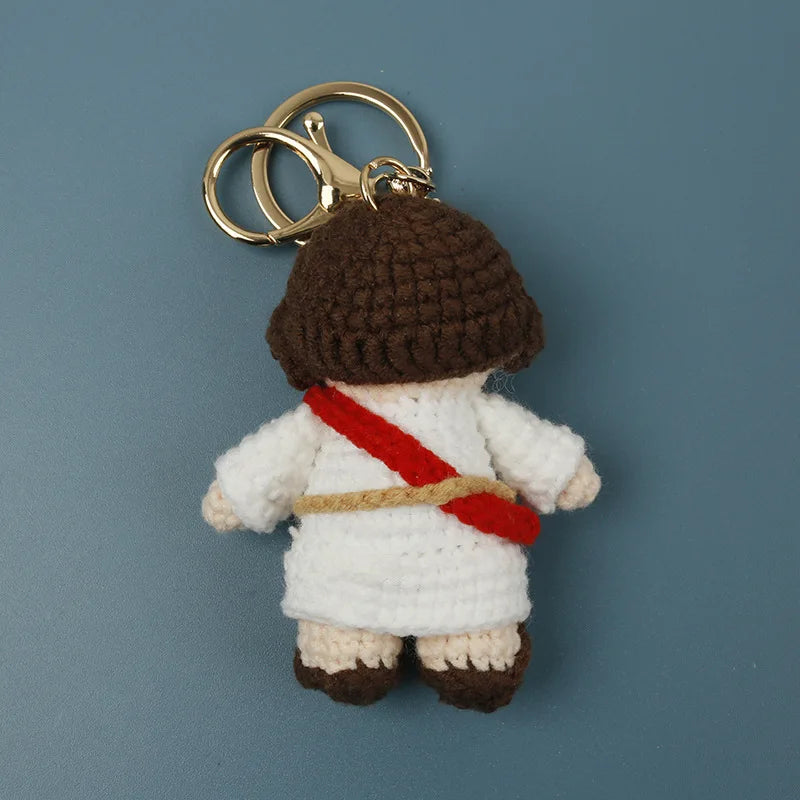 Cute Jesus Crochet Keychain Handmade Faith Bag Charm