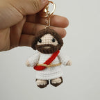 Cute Jesus Crochet Keychain Handmade Faith Bag Charm