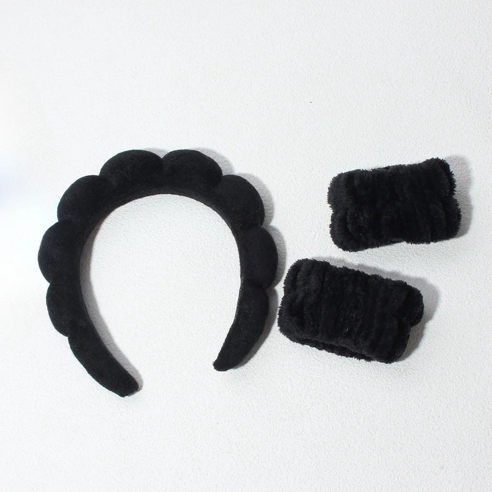 3PCS Spa Bubble Headband & Wristbands Skincare Set