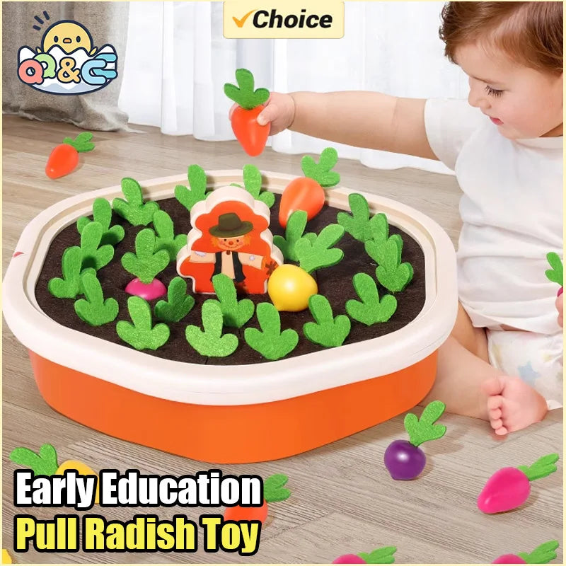 Montessori Pull Radish Carrot Harvest Matching Toy for Kids Fun