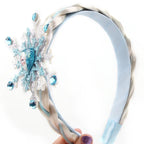 New Frozen Series Elsa Headband For Girls Snow Wig Braid Rhinestones Crown Hairband Birthday Party Princess DIY Hair Accessories