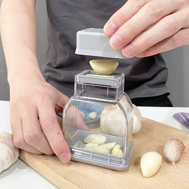 Manual Garlic Press Grinder – Multifunction Garlic Crusher, Cutter & Peeler Kitchen Tool
