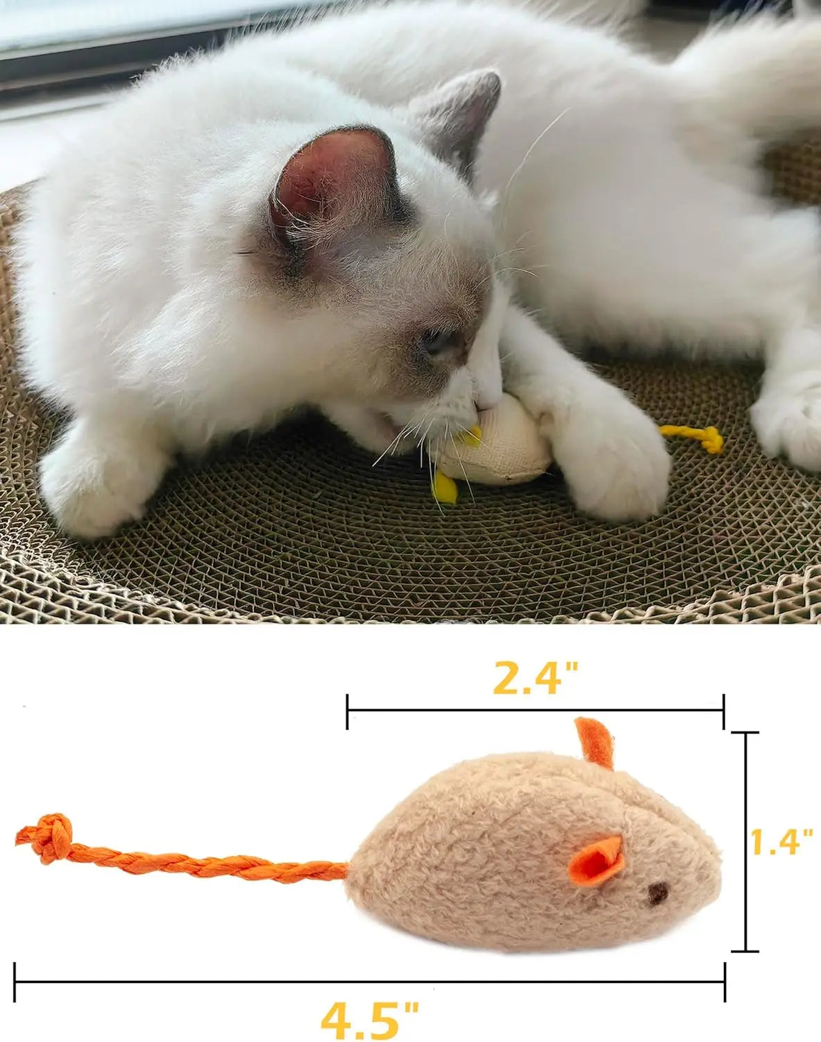 Catnip Rattle Faux Fur Cat Mouse Toys for Indoor Interactive Play