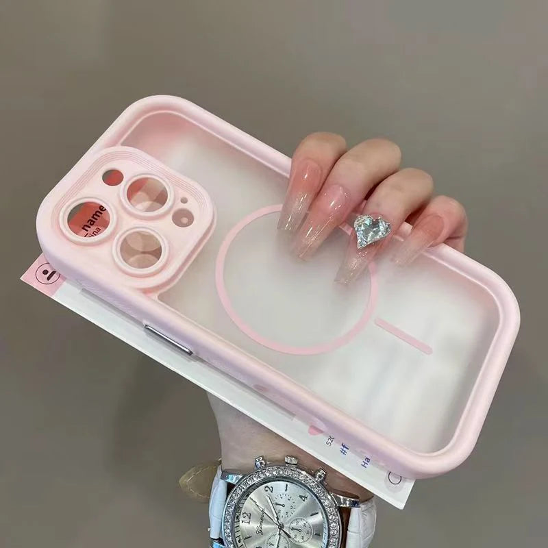 Luxury Matte For Magsafe Transparent Phone Case For iPhone 18 17 16 15 14 13 12 Pro Max 17 Pro 16 Plus Air Magnetic Bumper Cover