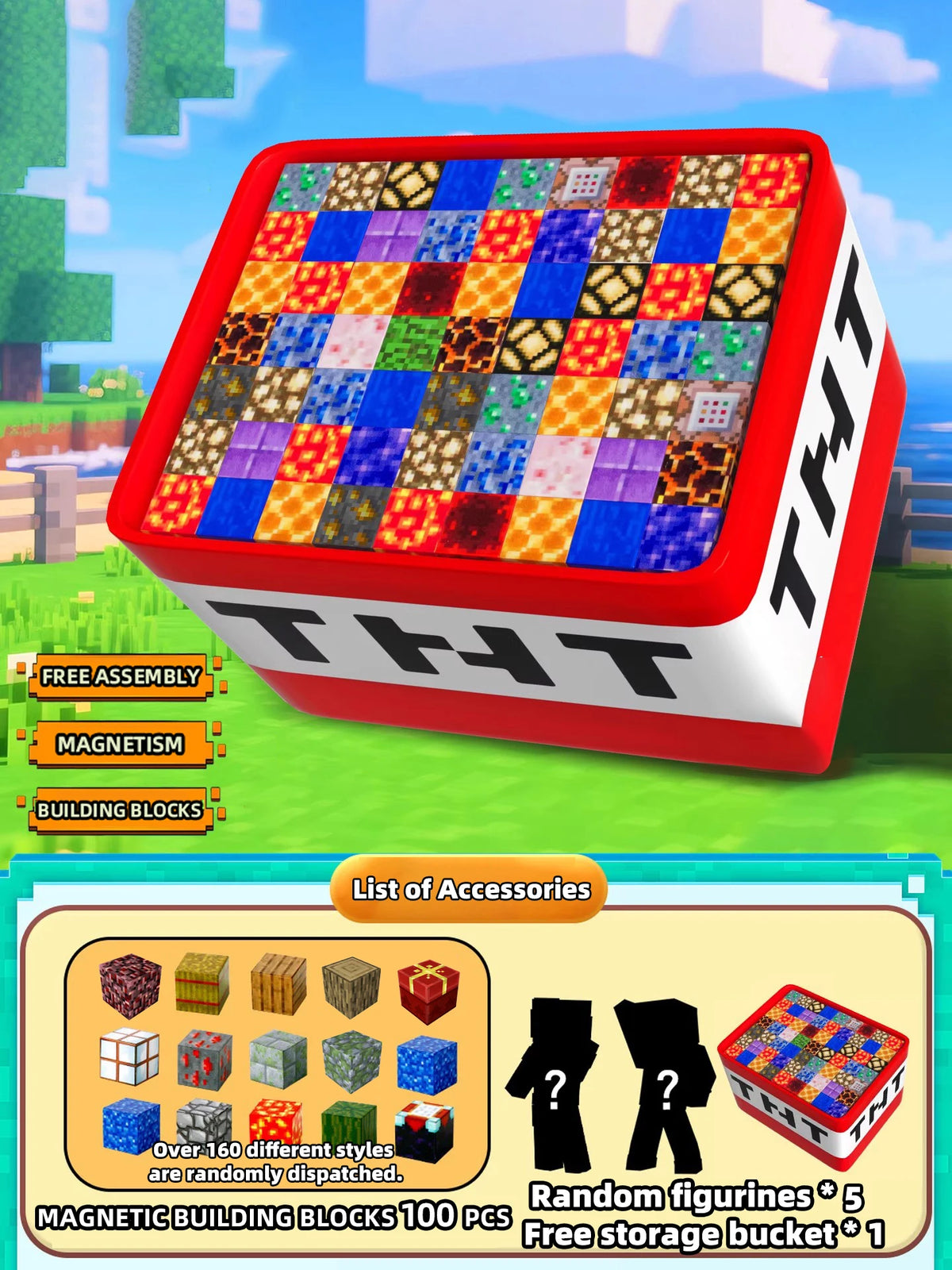 Magnetic Building Blocks Storage Box STEM Construction Toy Set