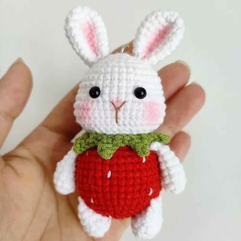 Cute Mushroom Rabbit Crochet Keychain Bunny Bag Charm