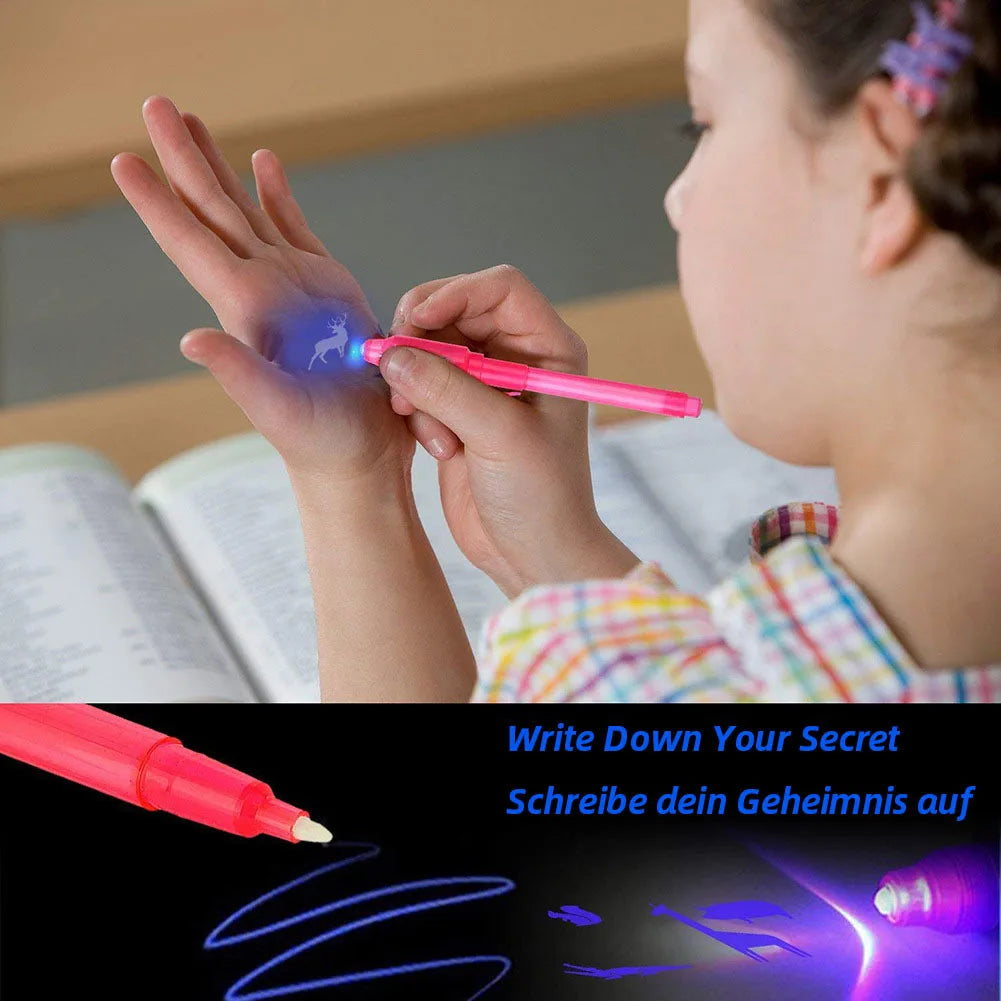 UV Invisible Ink Magic Pen with LED Black Light for Kids