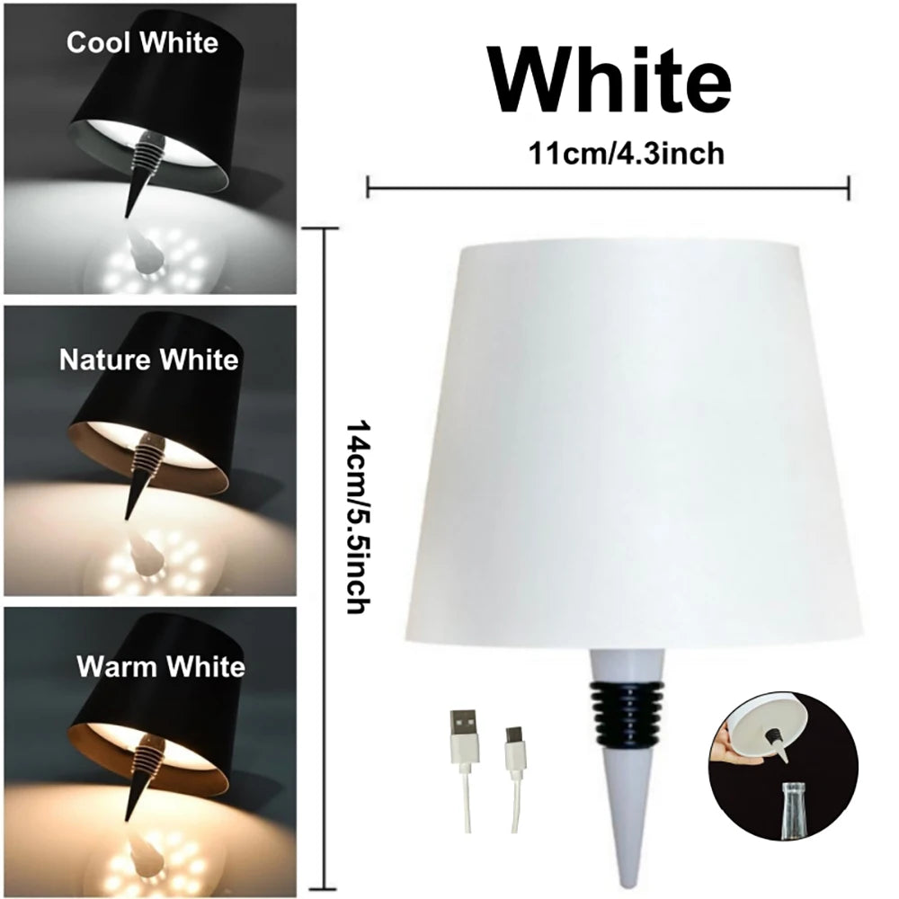 LED Table Lamp Wireless Wine Bottle Lamp USB Rechargeable Table Light Touch Control Dimming for Bar Club Cafe Atmosphere Decor