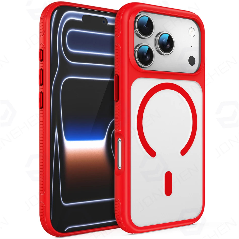 Magnetic Frosted For Magsafe Shockproof Case For iPhone 18 17 16 Pro 15 14 13 Max Translucent Wireless Charge Anti-fall Cover