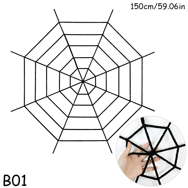 150/250cm Black White Spider Web Giant Stretchy Cobweb For Home Bar Garden Haunted House Horror Props Halloween Party Decoration
