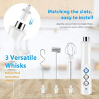 Wireless Rechargeable Electric Milk Frother - 3 Speeds, Handheld Foam Maker for Latte, Cappuccino, Hot Chocolate - USB Rechargea