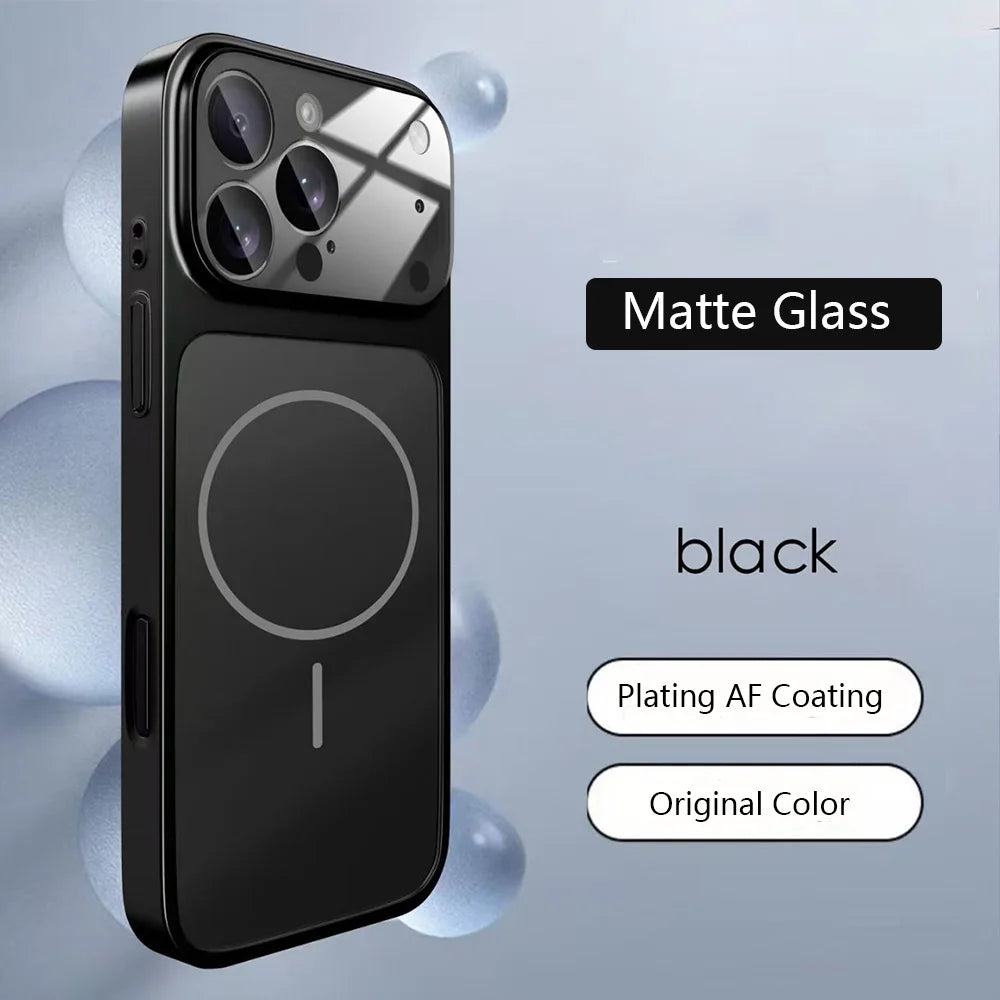 Original Glass Nano Matte For Magsafe Wireless Charging Armor Case For iPhone 18 17 16 15 14 13 12 11 Pro Max Air Magnetic Cover