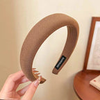 Solid Color Sponge Wide Headband for Women