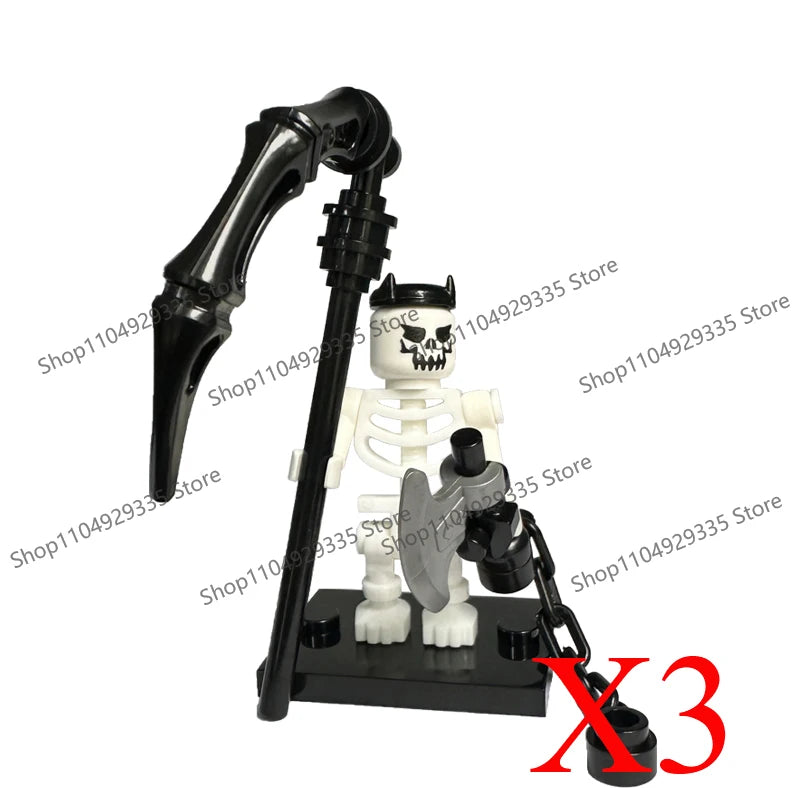 Halloween Scene Building Blocks Skeletons Ghosts Army King Assembled Charactesrs Figures DIY Accessories Bricks Toys Kids Gifts