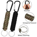Tactical Paracord Keychain Survival Lanyard with Carabiner Cli