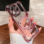 Transparent Plating Shockproof Glitter Magnetic Phone Case For iPhone 18 17 15 16 14 11 12 13 Pro Max Plus Air For Magsafe Cover