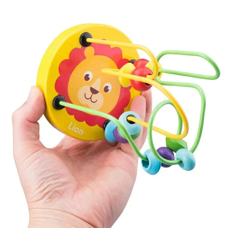 Colorful Wooden Bead Maze Roller Coaster Educational Toy for Toddlers