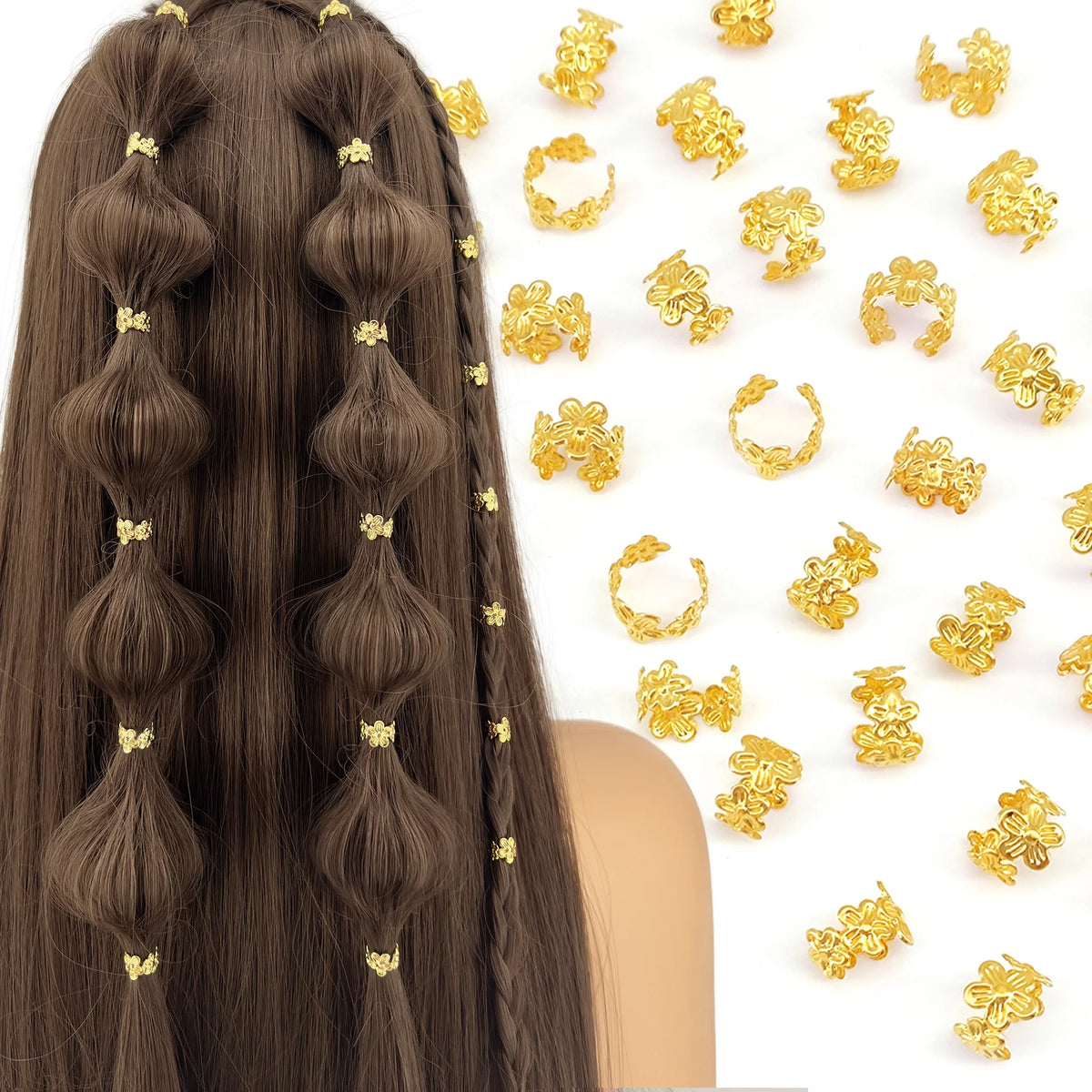 40Pcs Vine Leaf Shaped Alloy Hair Braid Ring Vintage Hair Pin For Dreadlock Women Girls summer Hair Accessories Loc Hair Jewelry
