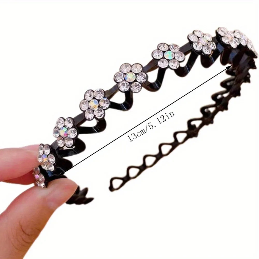 Non-Slip Rhinestone Wave Headband for Women
