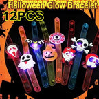 10/20PCS Cute Halloween Glowing Rings Glow Bracelet Christmas Ghost Pumpkin Snowman Child Kids Gift Halloween Party Decoration