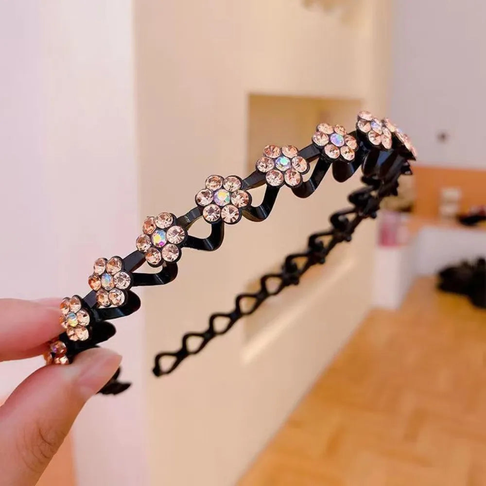 Non-Slip Rhinestone Wave Headband for Women