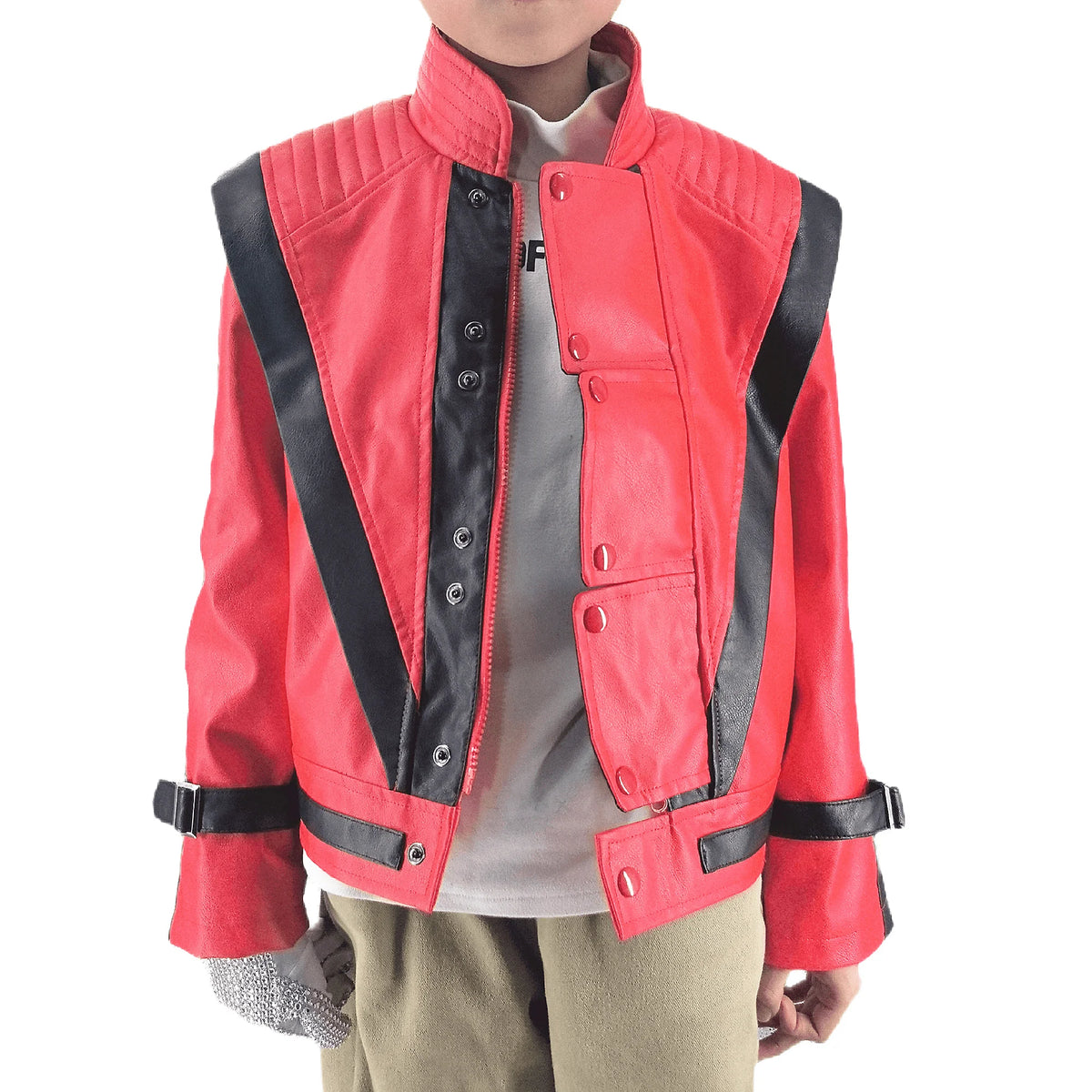 Michael Jackson Costumes Red Leather Jacket for Thriller Cosplay Halloween Adults XS-4XL