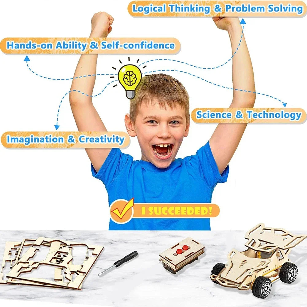 DIY Wooden Remote Control Car STEM Science Experiment Building Kit for Kids