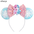 Mickey Cartoon Olaf Headbands for Kids Cute Snowman Ears Hair Accessories Women Elsa Frozen Hairband Girls Cosplay Headwear Gift