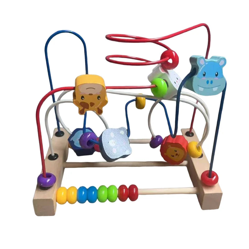 Colorful Wooden Bead Maze Roller Coaster Educational Toy for Toddlers