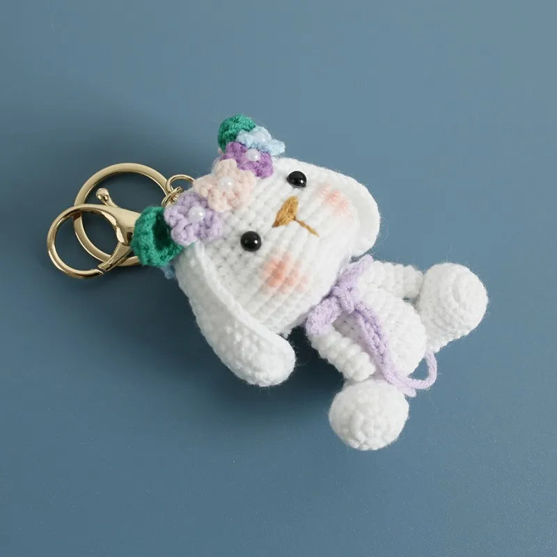 Cute Rabbit Crochet Keychain Handmade Bunny Bag Charm