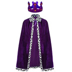 King Prince Cape Cosplay Costume with Crown – Royal Cloak Set