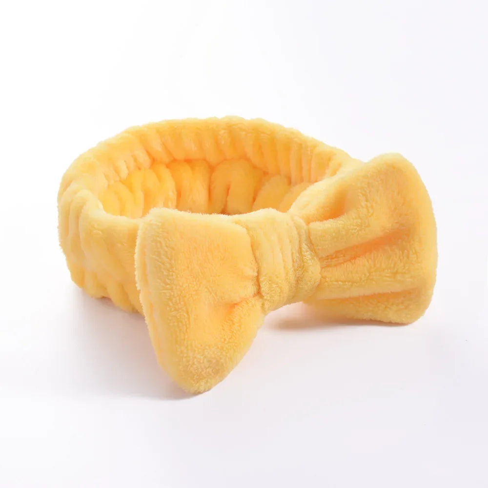 Coral Fleece Bow Spa Makeup Headband for Women