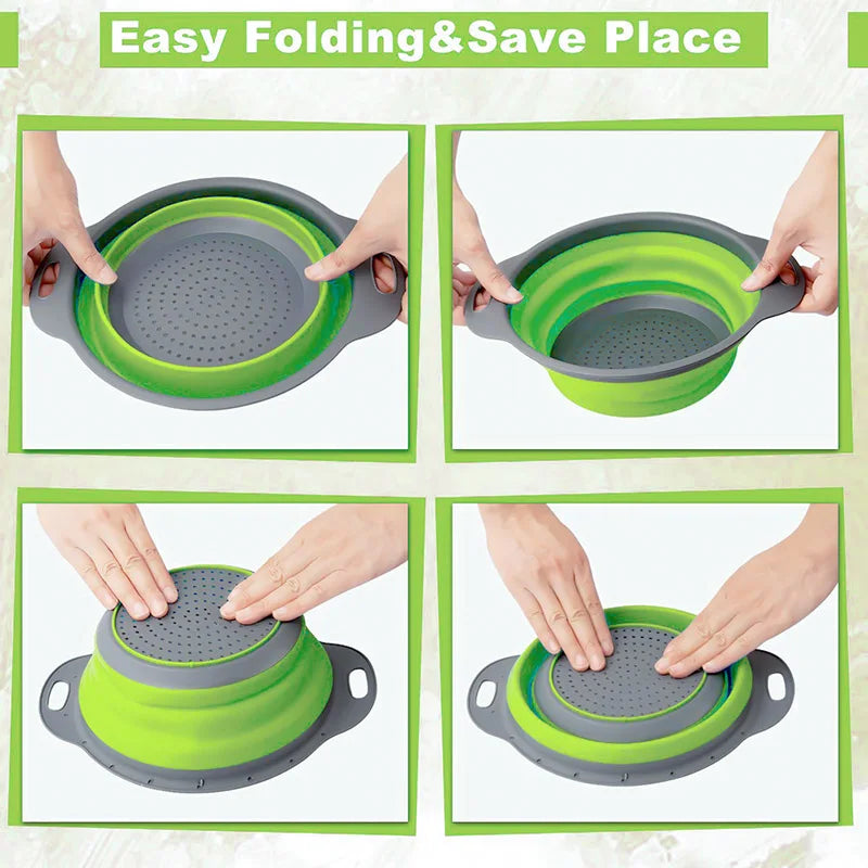 Foldable Silicone Vegetable Washing Basket – Fruit Cleaner & Food Drain Strainer
