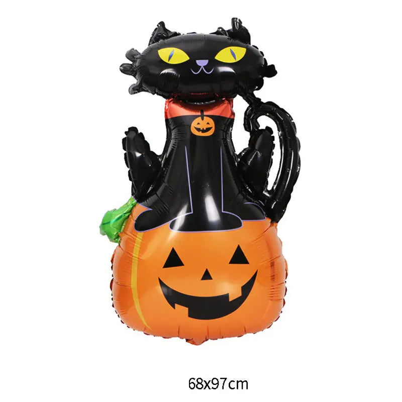 2026 Large Halloween Aluminum Film Balloons Bat Pumpkin Ghost Monster Inflatable Seated Standing Halloween Balloon Party Supplie
