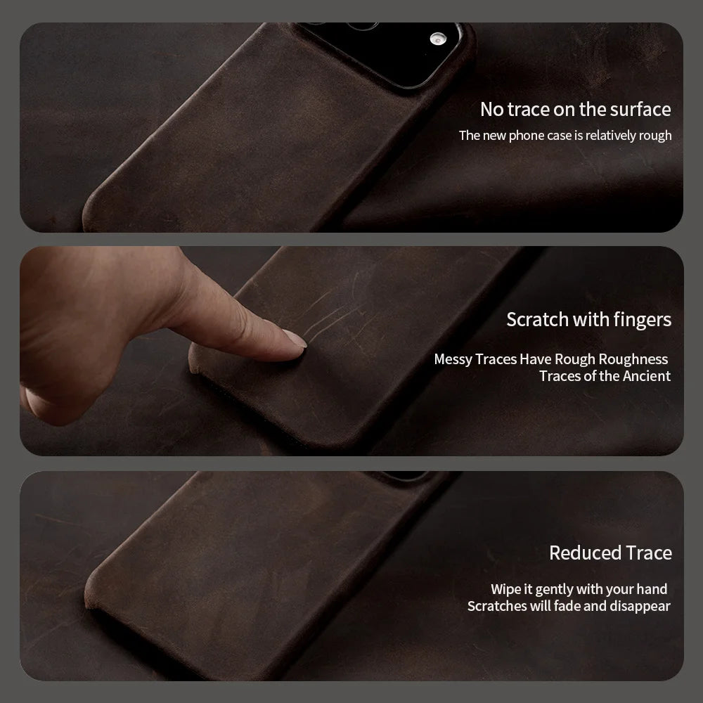 for Magsafe Case for iPhone 17 15 16 18 Pro Max Air 18Pro 17Pro Retro Luxury Genuine PULL-UP Leather Magnetic Phone Back Cover