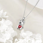 1Pc Creative Cute Cat Voodoo Doll Red Heart Pendant Necklace Fashion Women Personalized Jewelry Perfect Gift for Halloween