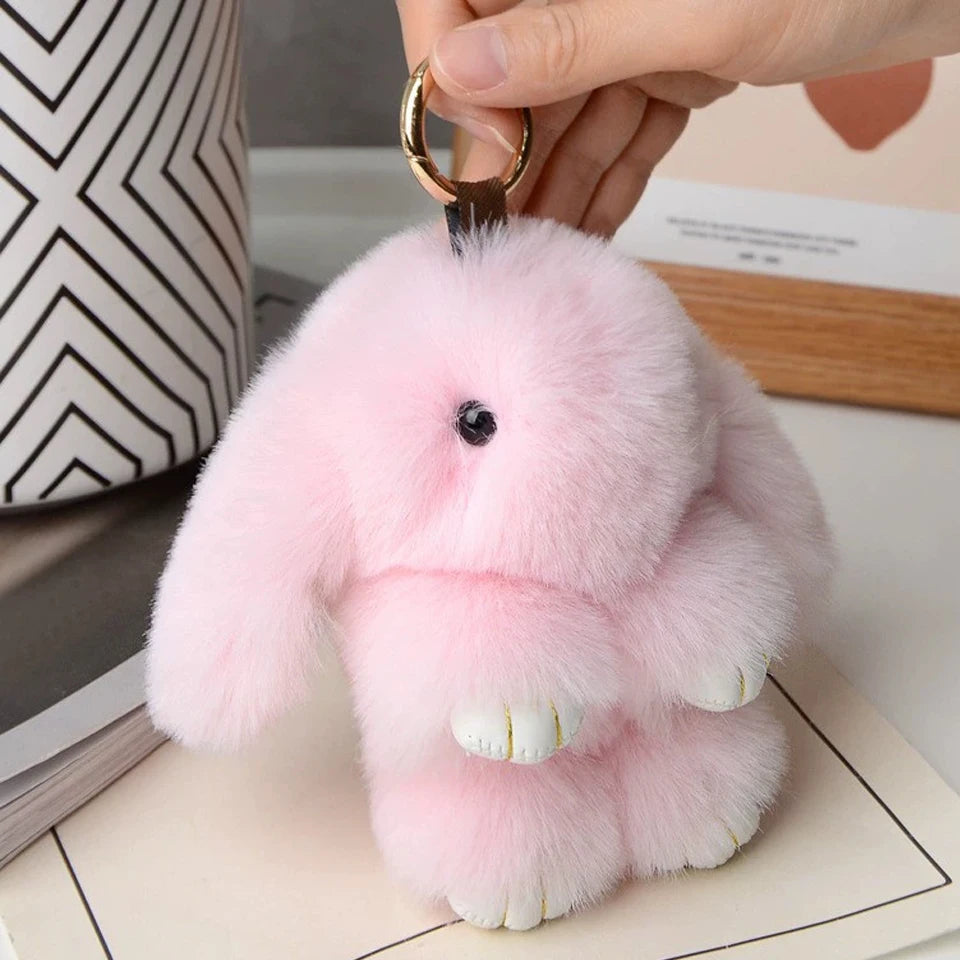 15cm Rabbit Fur Keychain Plush Bag & Car Charm