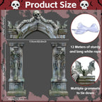 Halloween Skeleton Party Decorations Scary Tombstones Door Banner Creepy Bats Photo Booth Props Large Horror Graveyard Photograp