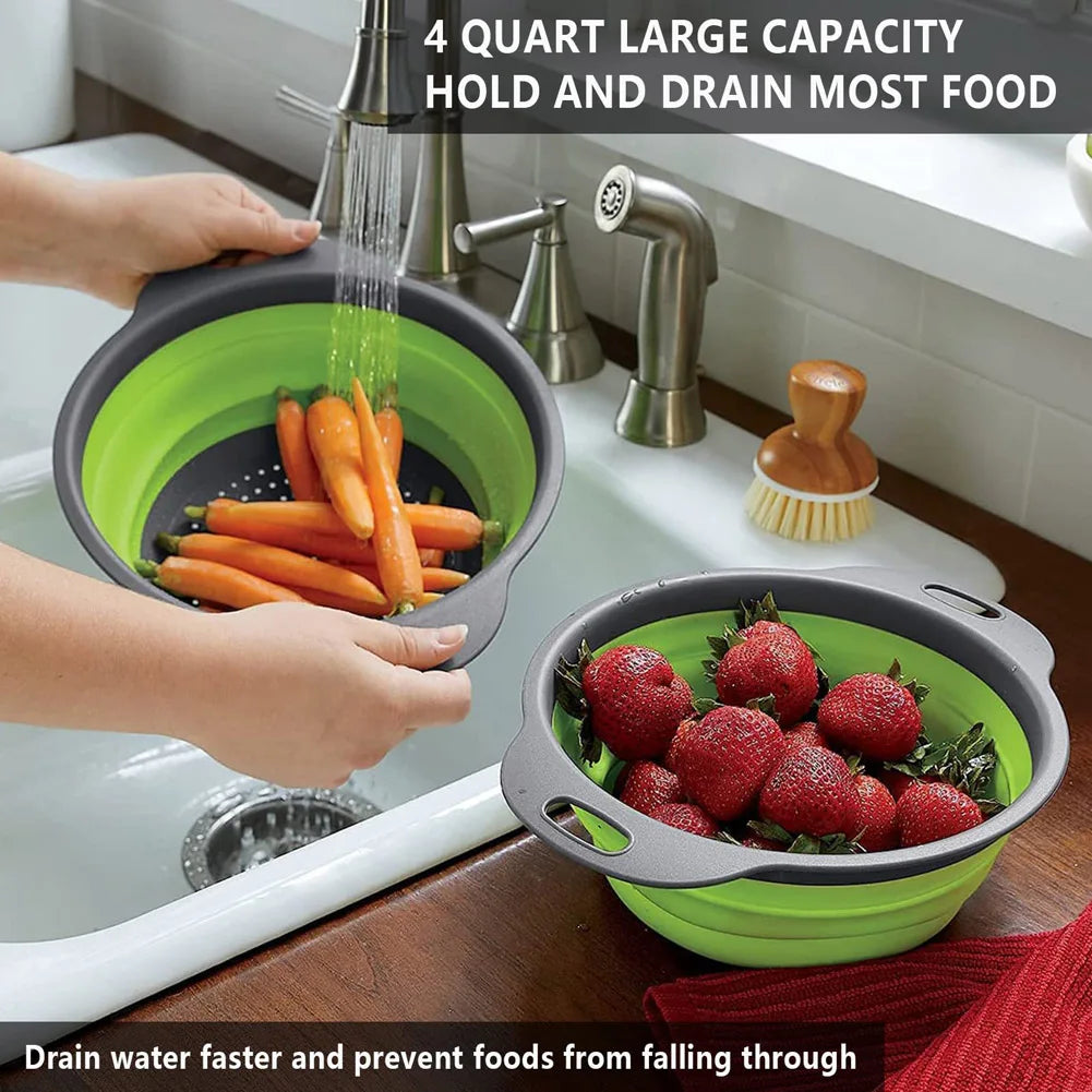 Foldable Silicone Vegetable Washing Basket – Fruit Cleaner & Food Drain Strainer